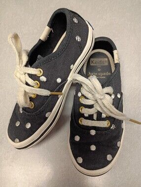 kate spade Kids Black Polka Dot Canvas Sneakers
